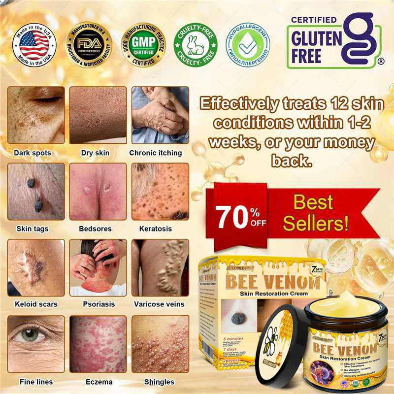 ✨FDA Approved:LOVILDS™ Bee Venom Skin Restoration Cream — 🔥Limited Time 70% OFF🔥  (8963 Reviews)